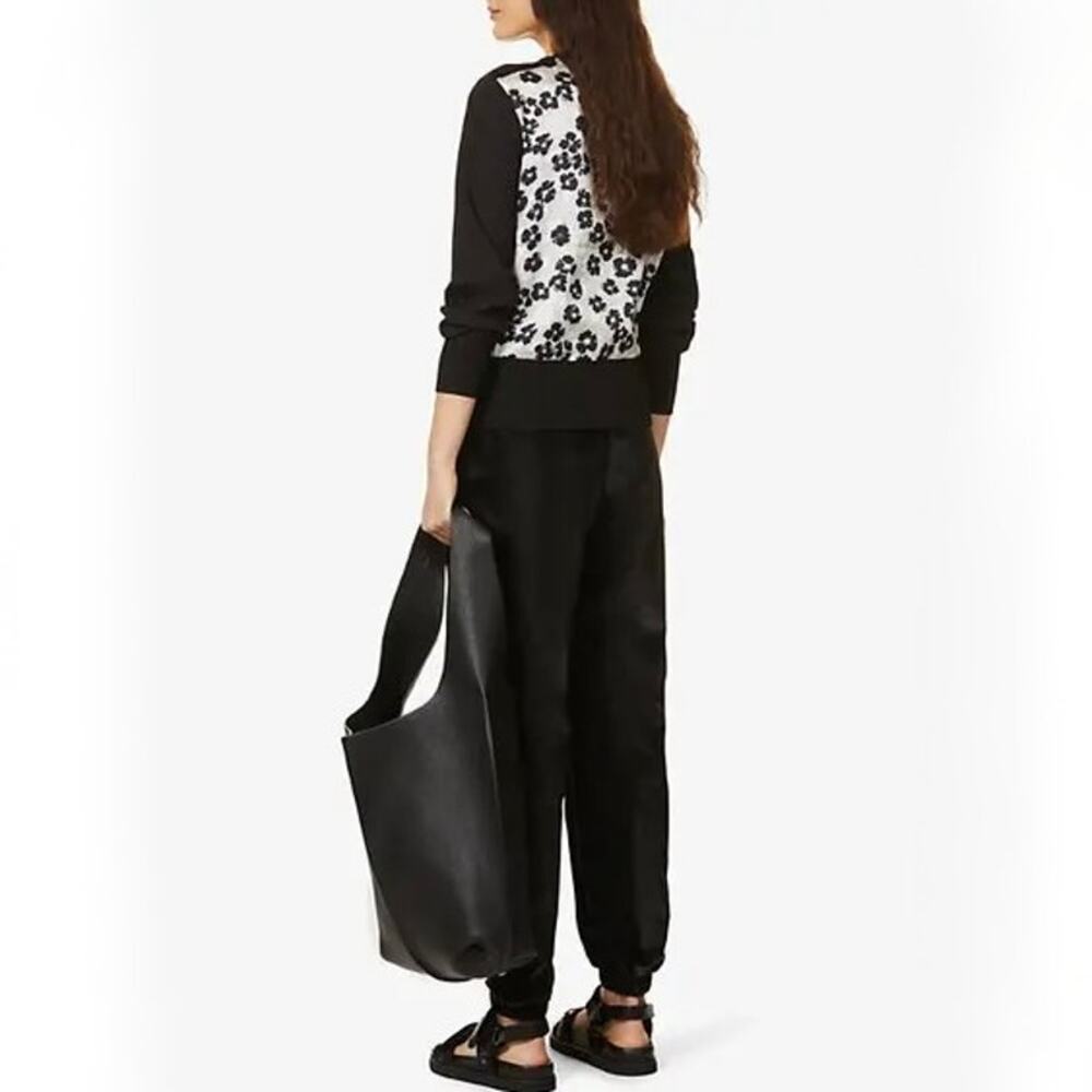 Ted Baker Millieo Contrast Back Panel Zip Cardigan Black Floral Size 3‎ US 8